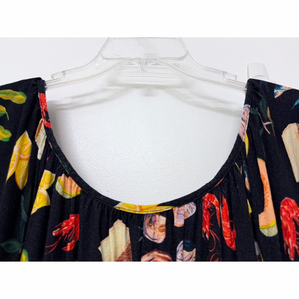 Lisa Says Gah Lux Food Print Maxi Dress Tapas Black Lemon Olive Fruit XL - Picture 11 of 14